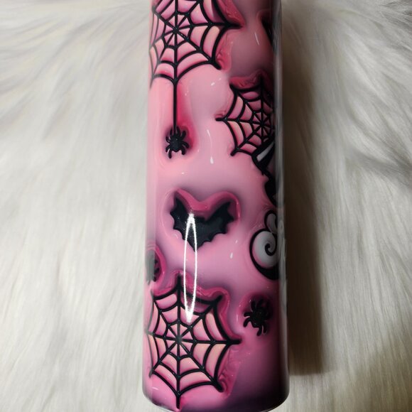 20 oz. Skinny Spooky Vibes Pink Sublimation Tumbler - Picture 3 of 3